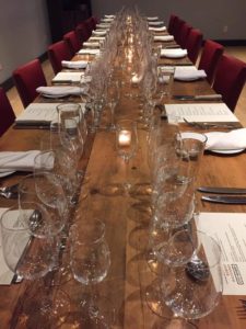Paul du Quenoy took a photo of one of two tables awaiting the guests for the special dinner of world cuisines with author Robert N. Macomber at the NYC City Winery.
